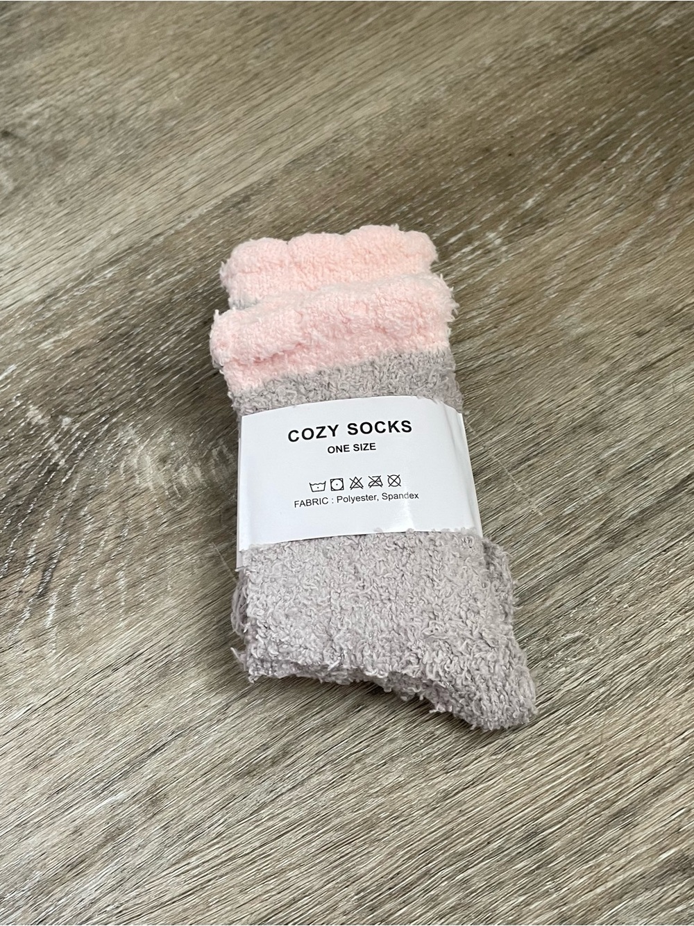 Cozy Socks Pink & Gray Plush Fuzzy Slouch Socks One Size Soft Warm Lounge